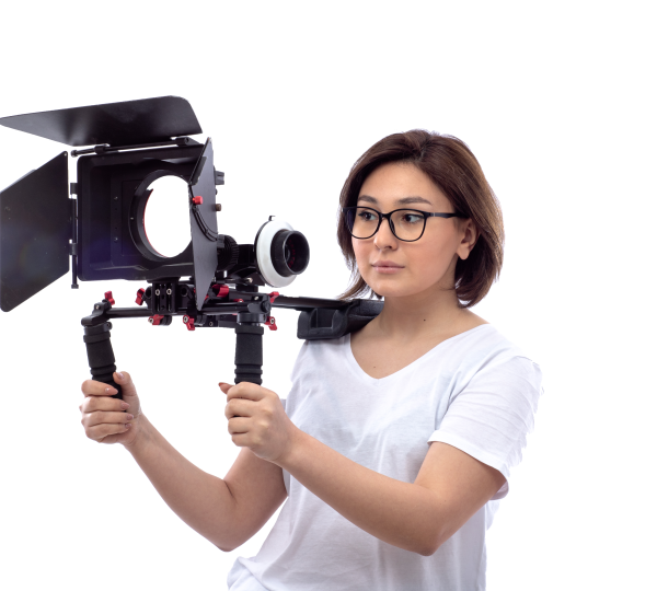 young-woman-white-shirt-black-glasses-holding-television-camera